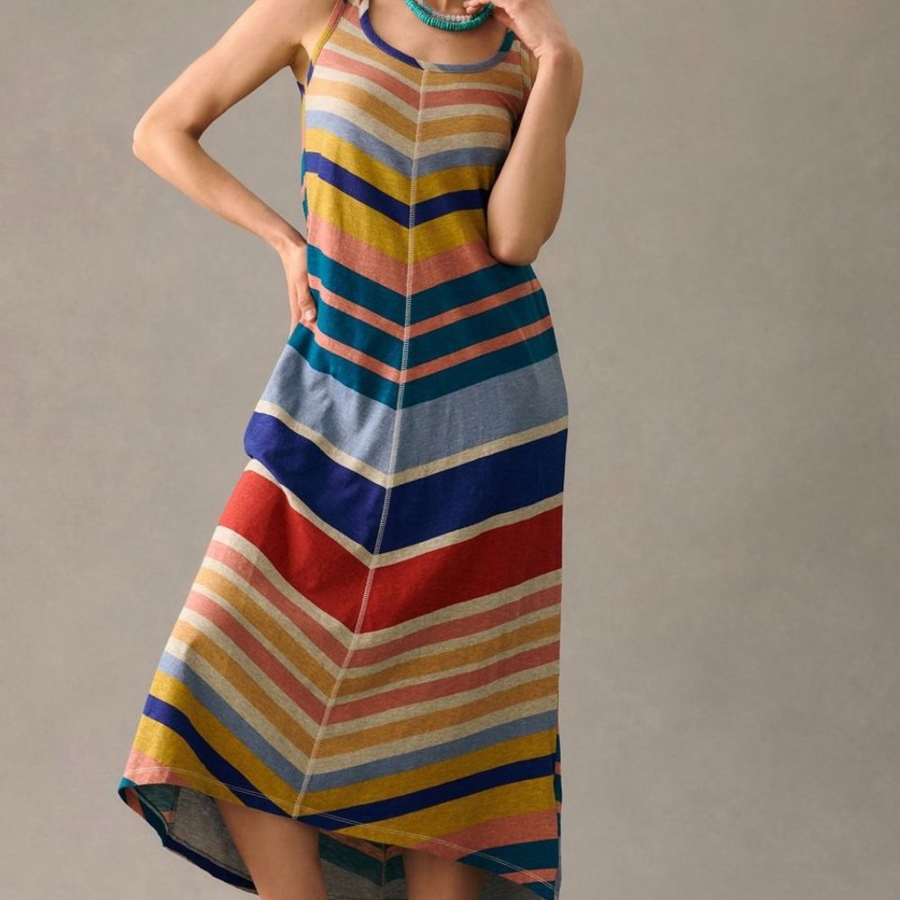 Anthropologie Saturday Sunday Rainbow Chevron Midi Dress Medium